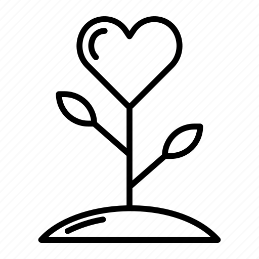 Flower, growth, heart, love, plant, valentine, wedding icon - Download on Iconfinder