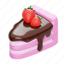 cake, slice, food, sweet, chocolate, dessert, cream, valentines, strawberry