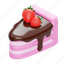 cake, slice, food, sweet, chocolate, dessert, cream, valentines, strawberry 