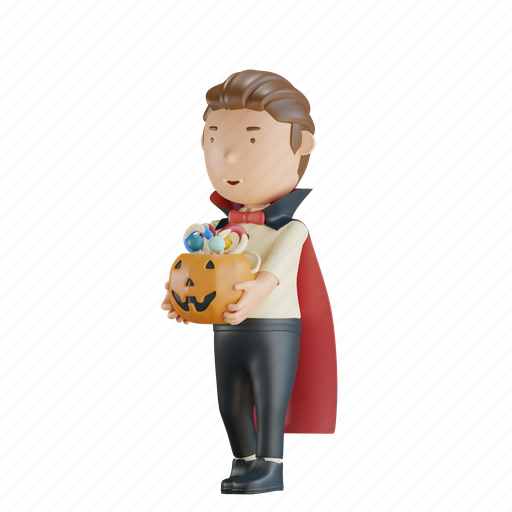 Halloween, character, vampire, spooky, dracula, pumpkin, scary 3D illustration - Download on Iconfinder