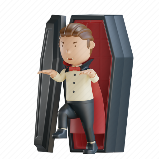 Halloween, character, vampire, dracula, coffin, scary, horror 3D illustration - Download on Iconfinder