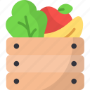 harvest, fruits, vegetable, wooden box, gardening, organic
