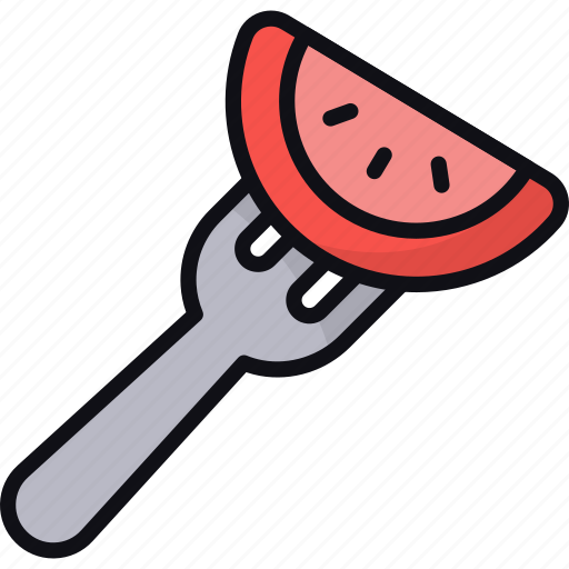 Tomato slice, fork, healthy food, eat, diet, vegetarian icon - Download on Iconfinder