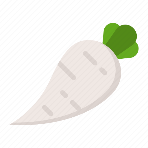 Daikon, food, healthy, vegan, vegetable, vegetarian, white radish icon - Download on Iconfinder
