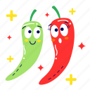 chilli, spicy, vegetable, vegetarian, food, fresh, farming, organic, cute sticker