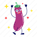 eggplant, aubergine, vegetable, vegetarian, food, fresh, farming, organic, cute sticker