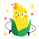 yellow corn, corn, vegetable, vegetarian, food, fresh, farming, organic, cute sticker