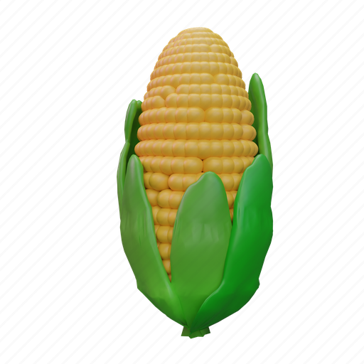 Corn, food, fresh, vegetable, vegetarian, healthy 3D illustration - Download on Iconfinder