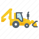 backhoe, bulldozerp, construction, loader, vehicle