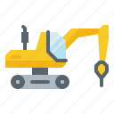 construction, drill, excavator, machine, machinery