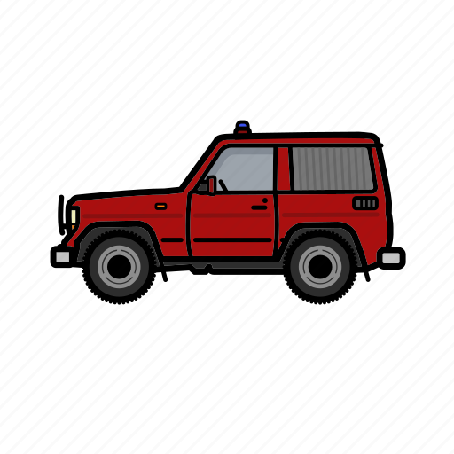 Toyota, land cruiser, 4x4, offroad, fire, fire department, emergency icon - Download on Iconfinder