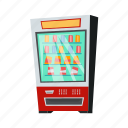 sweets, drinks, vending, machine, flat, icon, technology, service, equipment