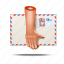 envelope, fingers, hands, post, postage stamp, postman