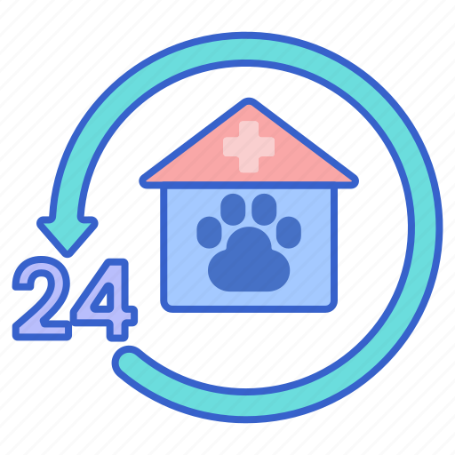 24 hours, 24 hours vet, vet, veterinarian, veterinary icon - Download on Iconfinder