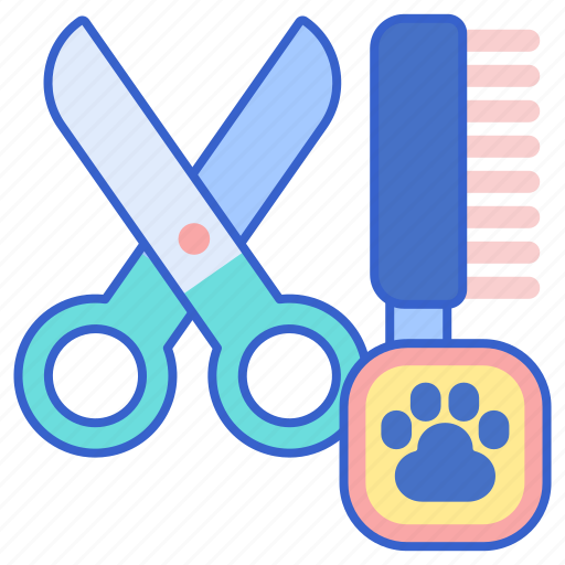 Brush, grooming, hair cut, pet grooming, scissors icon - Download on Iconfinder