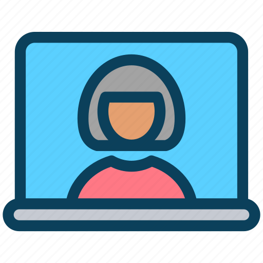 Video, content, online, female, lecture, laptop icon - Download on Iconfinder