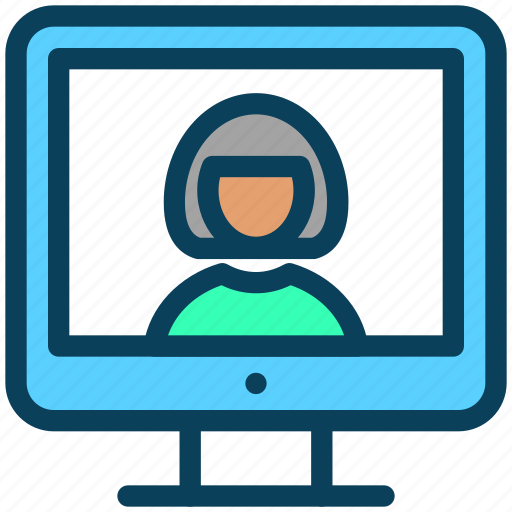 Video, content, online, female, lecture, monitor icon - Download on Iconfinder