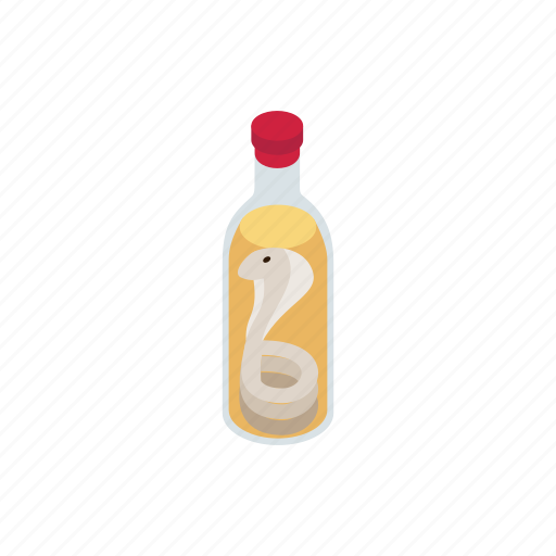 Bottle, drink, glass, isometric, poison, poisonous, snake icon - Download on Iconfinder