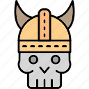 skull, helmet, halloween, viking, warrior, medieval, horn, death, icon