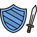 sword, shield, fantasy, knight, medieval, protection, rpg, icon