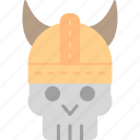 skull, helmet, halloween, viking, warrior, medieval, horn, death, icon