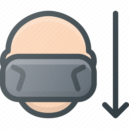 Down, glasses, motion, reality, technology, virtual, vr icon - Download on Iconfinder