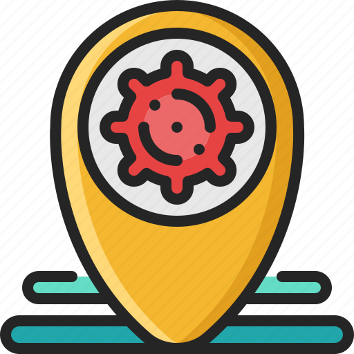 Pin, position, area, location, virus, place, marker icon - Download on Iconfinder