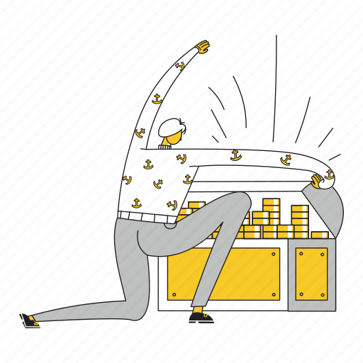 Opened, coin, trunk, currency, finance, money, cash illustration - Download on Iconfinder