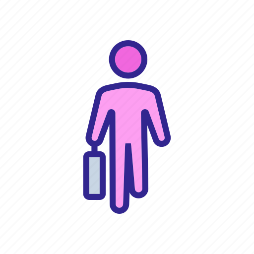 Front, man, moving, suitcase, view, walk, working icon - Download on Iconfinder