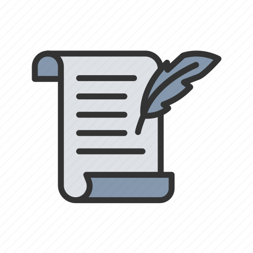 Scroll, letter, mail, write, pen, ink, ancient icon - Download on Iconfinder