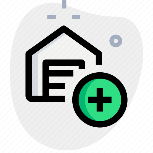 Warehouse, plus, shutter, godown icon - Download on Iconfinder