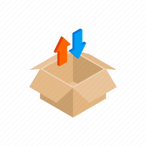 Arrow, blue, box, cardboard, container, isometric, red icon - Download on Iconfinder