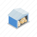 building, cargo, industry, isometric, storage, warehouse, workplace