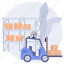 forklift, storehouse, packages, logistics, delivery, boxes 