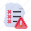 failed file, remove-file, data, document, storage, paper, warning, file, page 