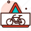 attention, bicycle, direction, map, warning 