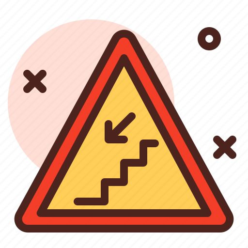Attention, direction, map, stairsdown, warning icon - Download on Iconfinder