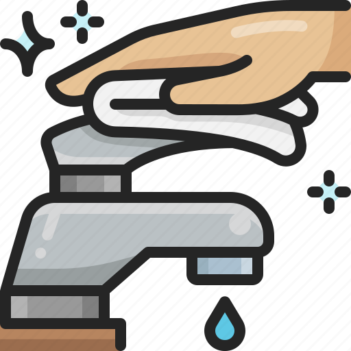 Faucet, hand, water, cleaning, towel, wipe, plumber icon - Download on Iconfinder