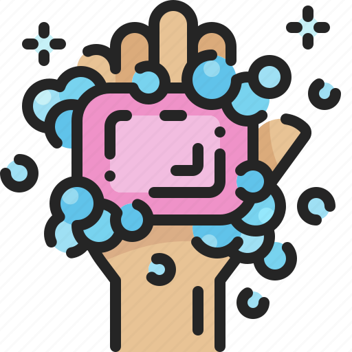 Bathroom, hand, bubble, cleaning, wash, hygiene, soap icon - Download on Iconfinder