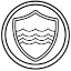 wave, guard, icon, line, art, black, and, white, ba 