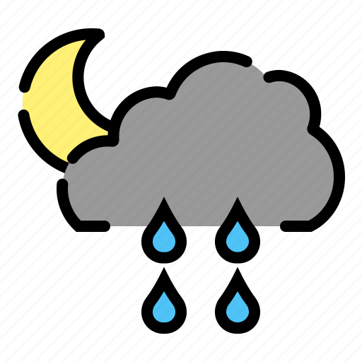 Weather, coloroutline, cloudy, rainy, night icon - Download on Iconfinder