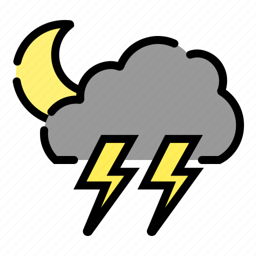Weather, coloroutline, cloudy, stormy, night icon - Download on Iconfinder
