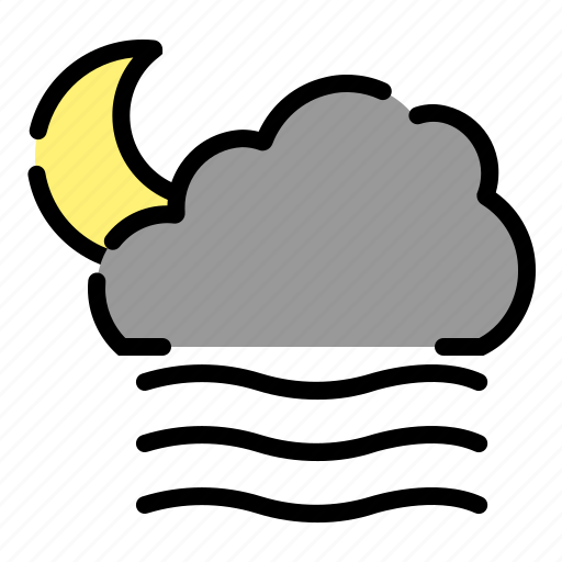 Weather, coloroutline, cloudy, windy, night icon - Download on Iconfinder