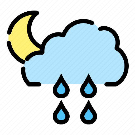 Weather, coloroutline, rainy, night icon - Download on Iconfinder