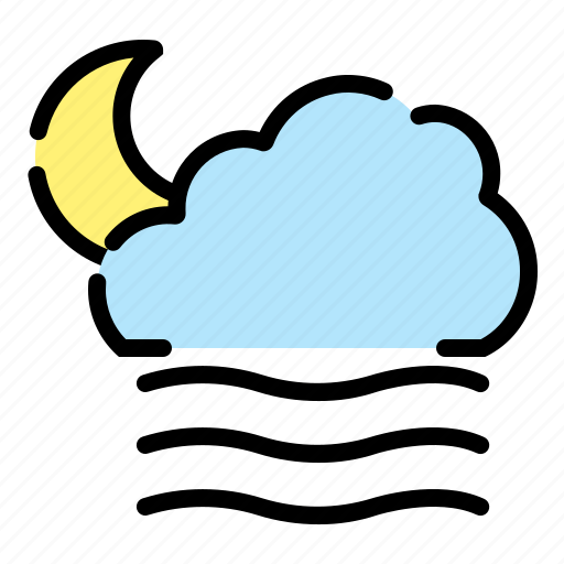 Weather, coloroutline, windy, night icon - Download on Iconfinder