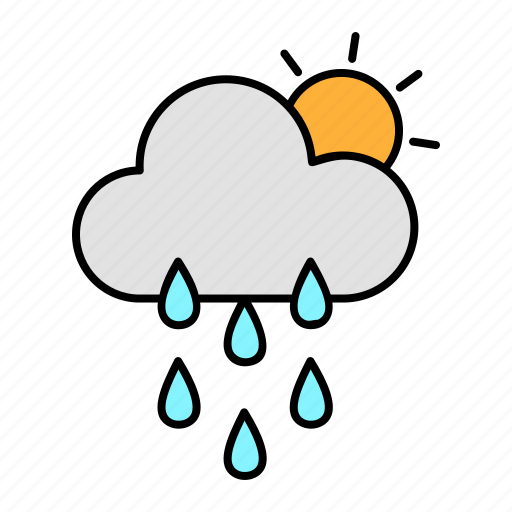 Rain, rain drops, clouds and sun, sun, cloudy, weather icon - Download on Iconfinder