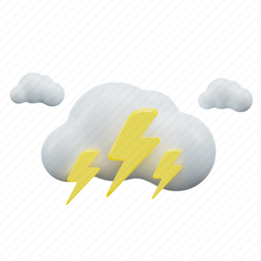 Cloudy, with, lightning, weather 3D illustration - Download on Iconfinder