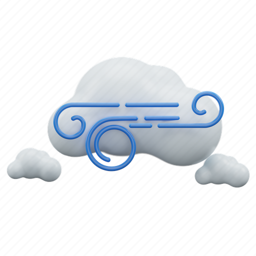 Cloudy, with, wind, weather 3D illustration - Download on Iconfinder