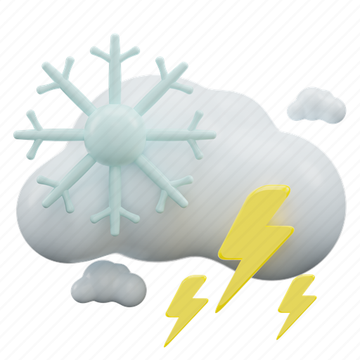 Lightning, cloudy, snow, weather 3D illustration - Download on Iconfinder