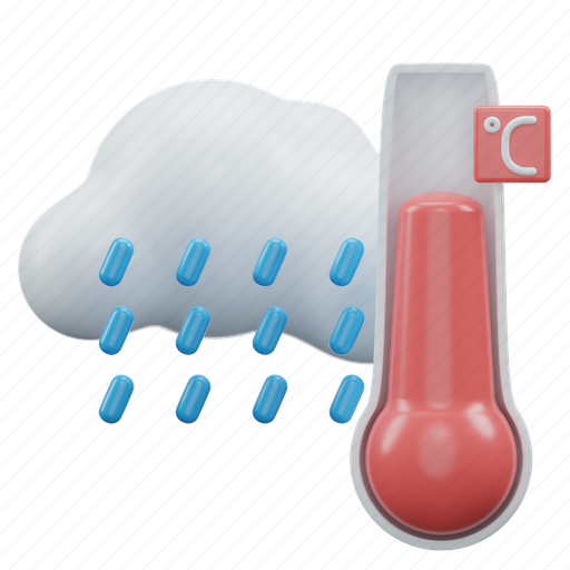Rain, and, thermometer, celsius, weather 3D illustration - Download on Iconfinder